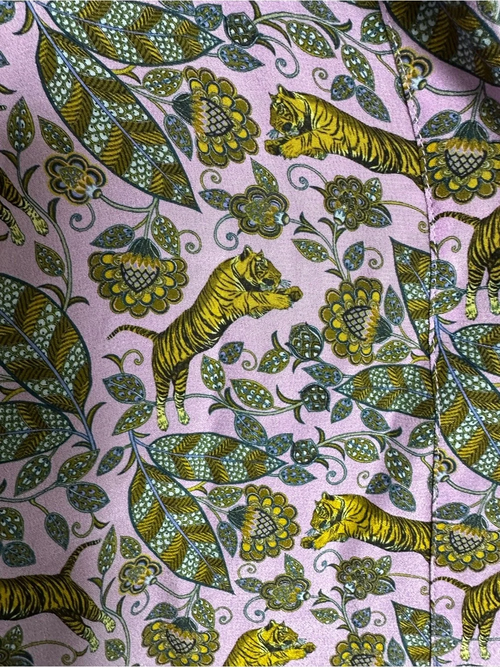 J. Crew 100% silk Lavender Tiger Floral Button-Down Shirt Size 12
